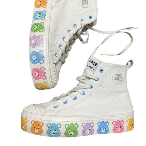 Pull&Bear 7.5 Care Bears collab Mint/New cond worn under 5 hours platform sneaks - Picture 1 of 15